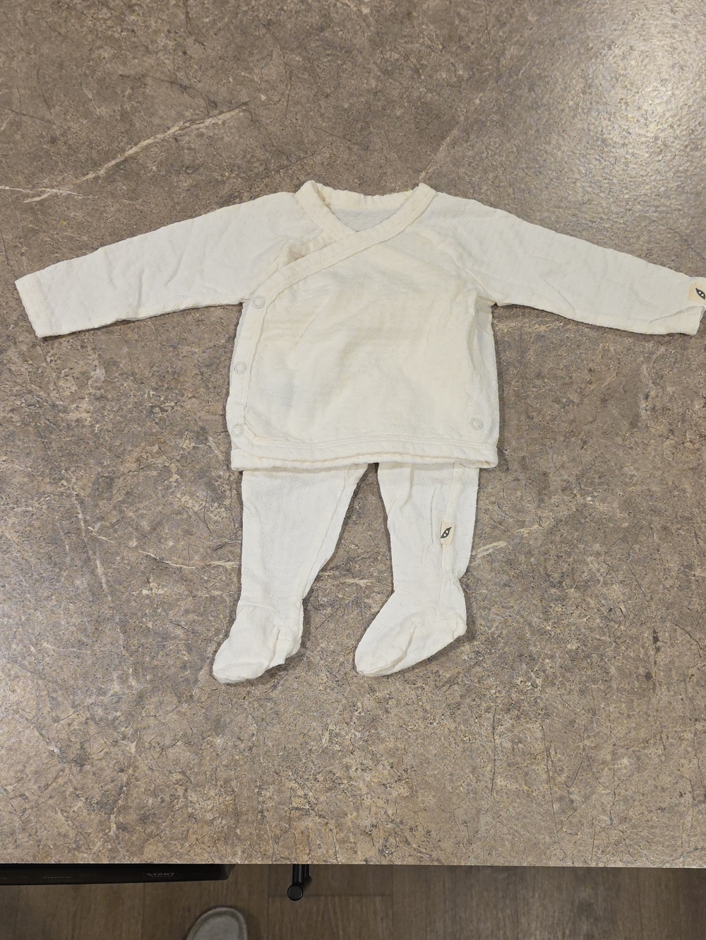 (J55) Neutral Cream Baby Footed Matching Set - Cozy Two-Piece